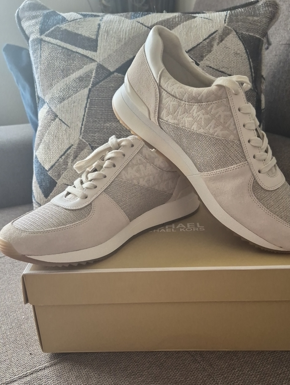 Michael Kors Beige and Cream Low-Top Sneakers